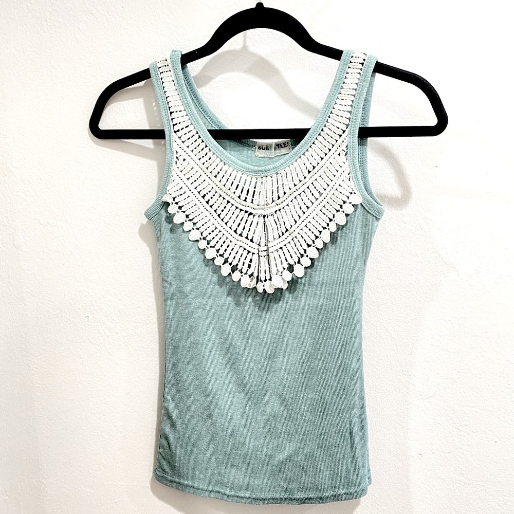 Tank top with crochet design